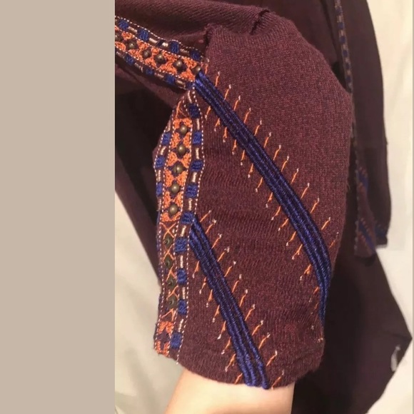 New FREE PEOPLE High Low Thin Sweater Knit Dress Red Blue Orange Embroidered - Picture 11 of 13